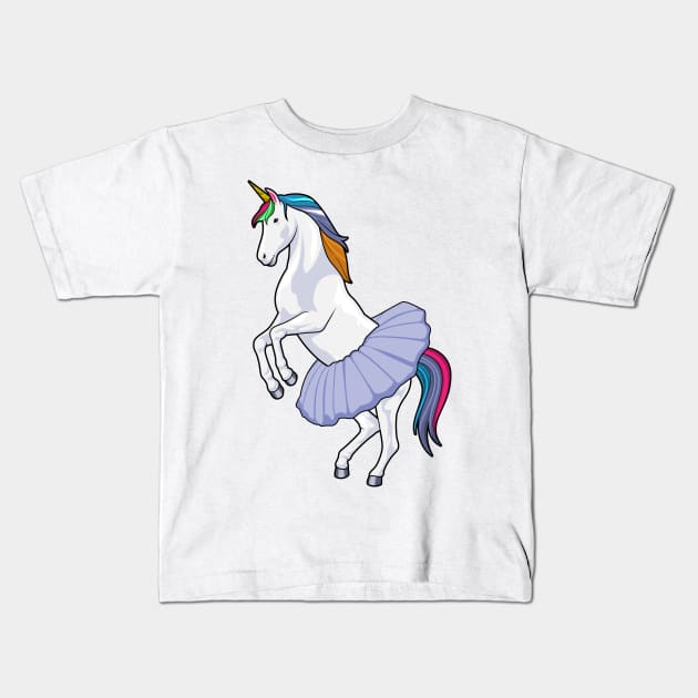 Unicorn at Ballet with Skirt Kids T-Shirt by Markus Schnabel